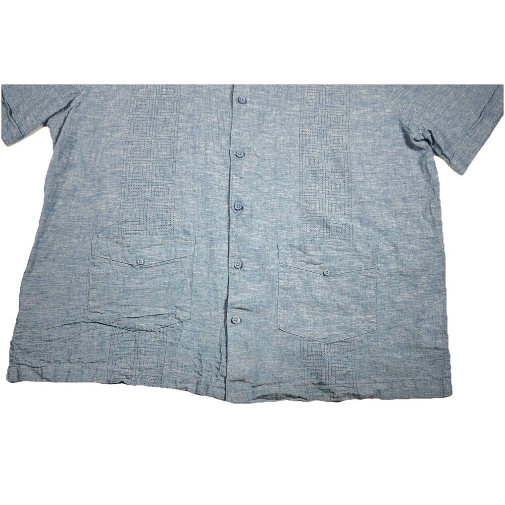 Cafe Luna Button Up‎ Shirt Mens XL Large Blue Short Sleeve Panel Collared - Picture 3 of 10